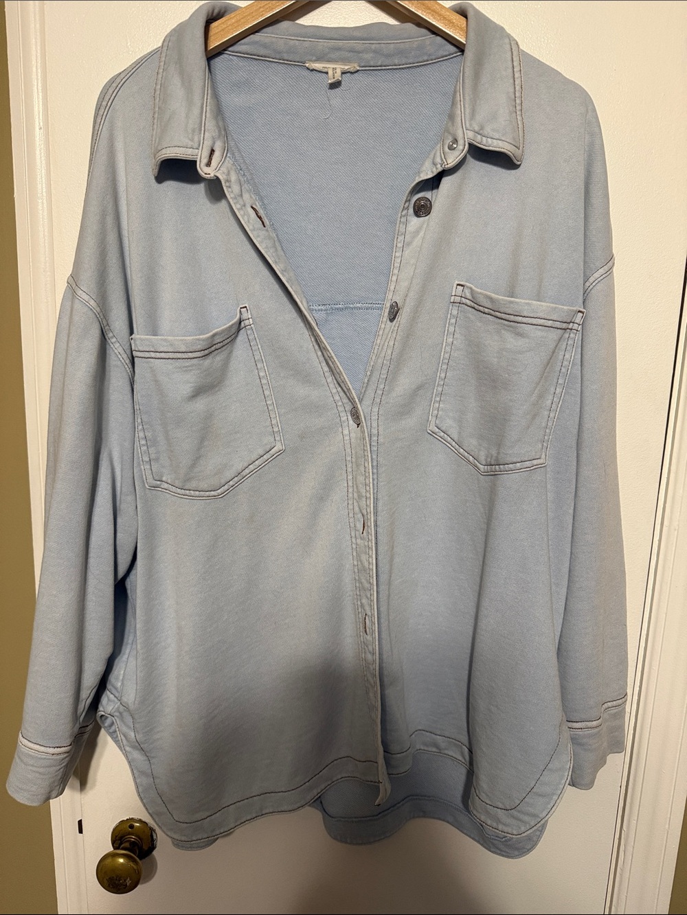 Maurices Oversized Light Blue Women's Knit Shacket